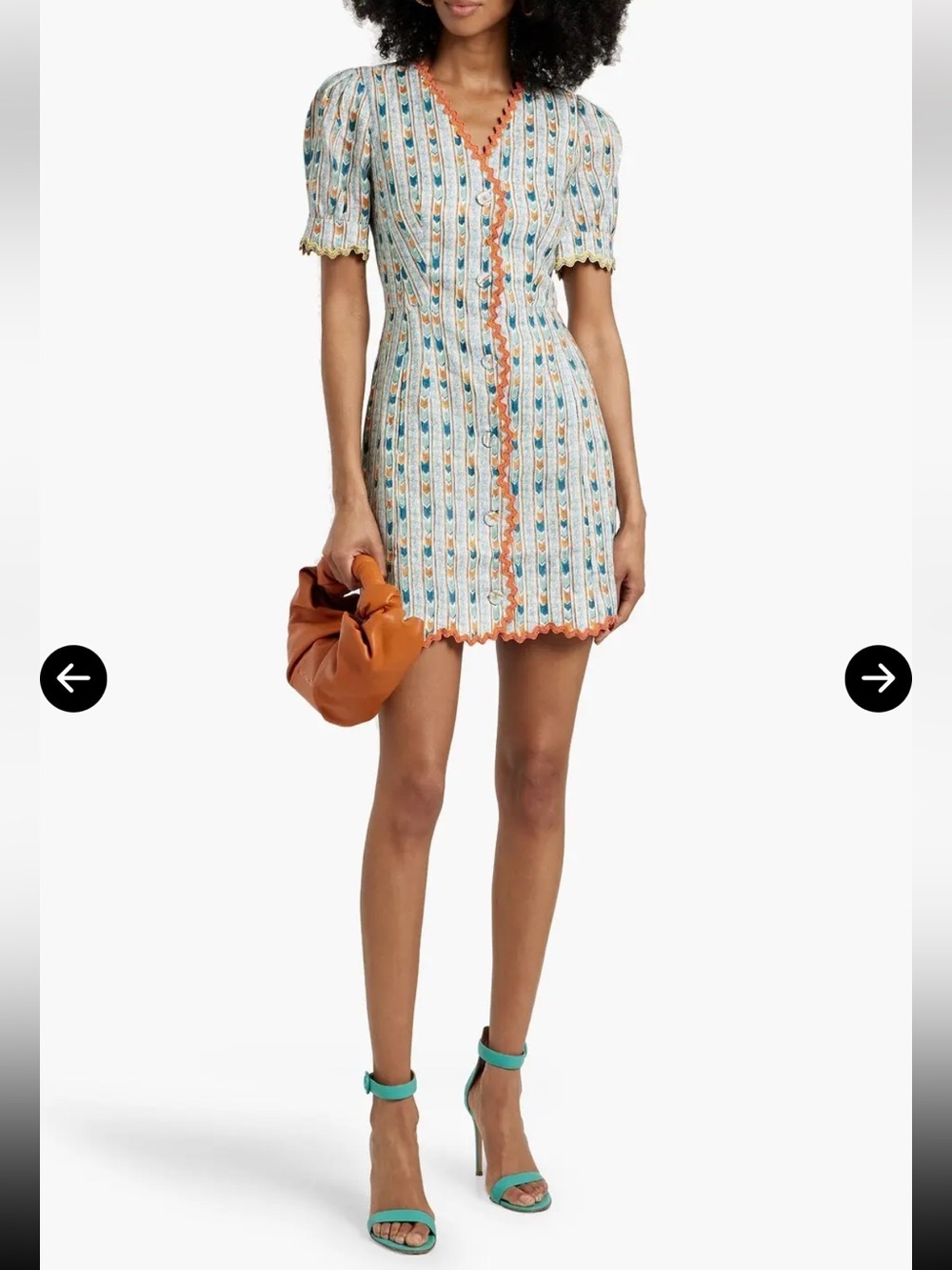 SALONI Marlee Embroidered Printed 100% Linen Mini Dress Size 0 Boho Chic Coastal